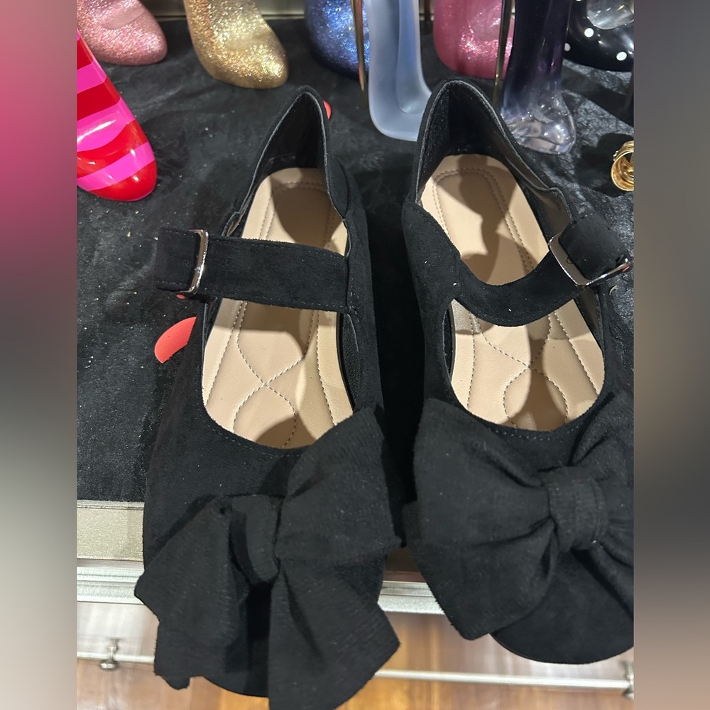 Black Mary Jane Flats with Bow